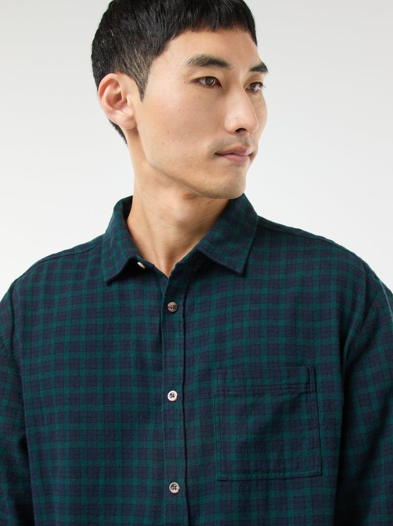 Camicia a quadri in flanella di cotone Verde - Kiabi