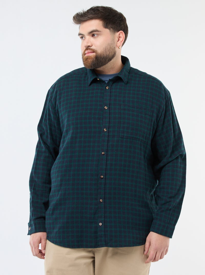 Camicia a quadri in flanella di cotone Verde - Kiabi