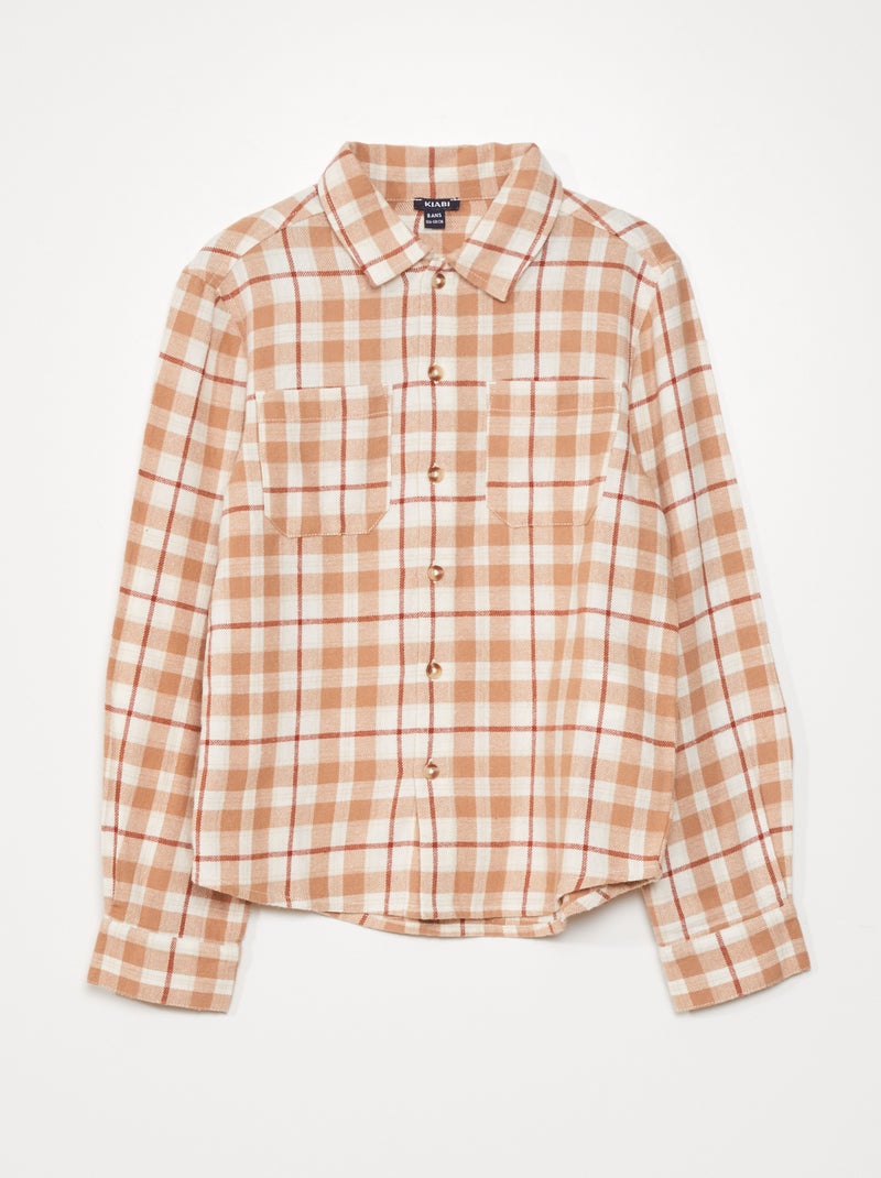 Camicia a quadri in flanella MARRONE - Kiabi
