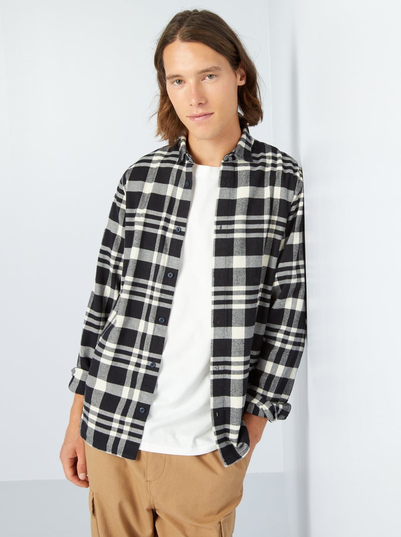 Camicia a quadri in flanella Nero - Kiabi
