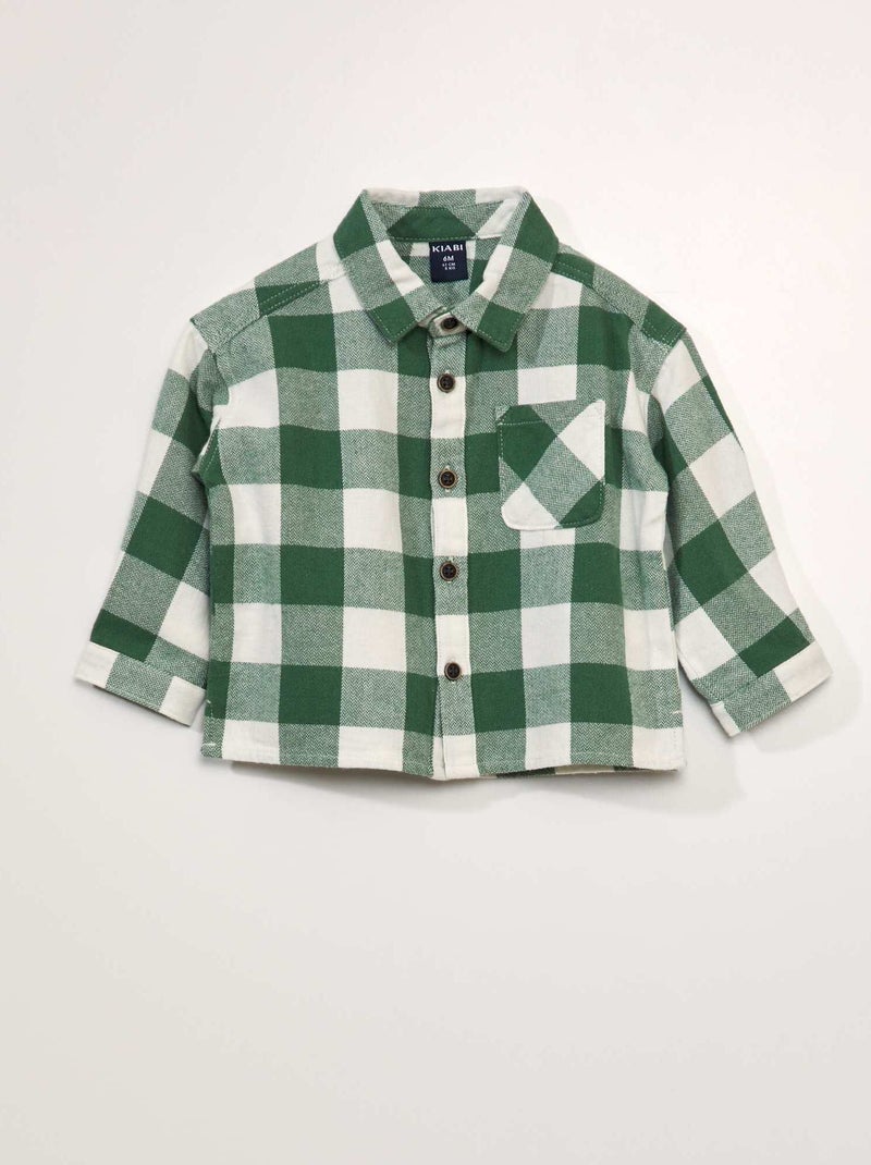 Camicia a quadri in flanella VERDE - Kiabi