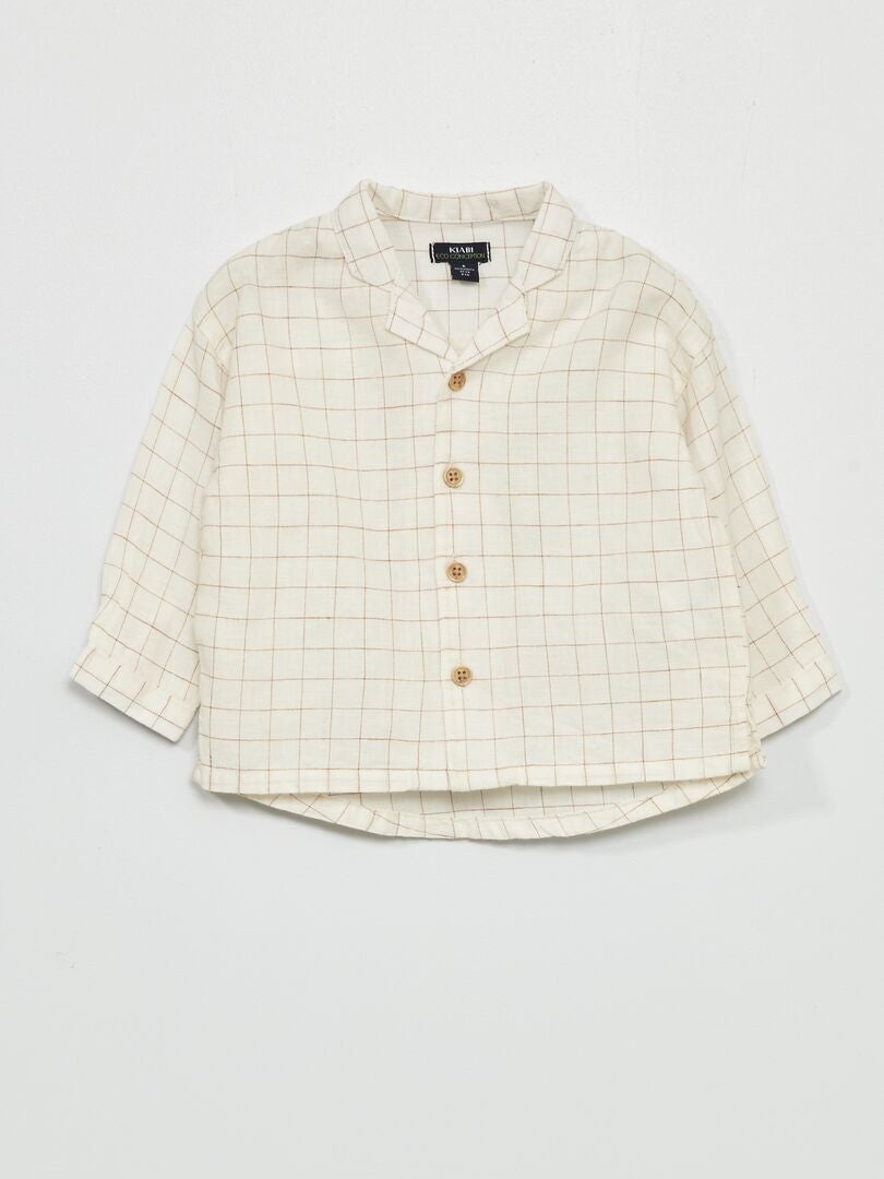 Camicia a quadri in lino BIANCO - Kiabi