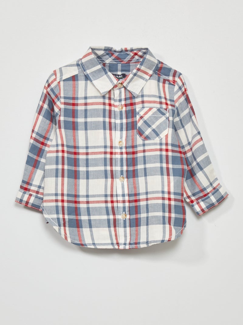Camicia a quadri in twill BIANCO - Kiabi