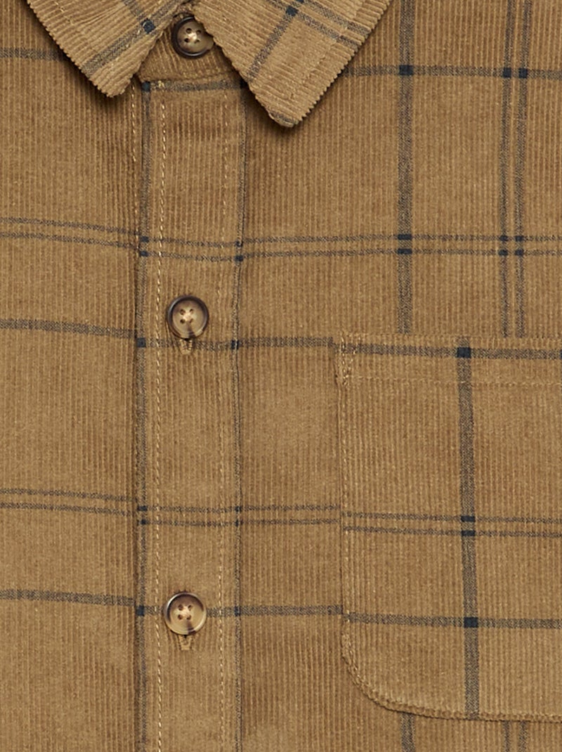 Camicia a quadri in velluto a coste Kaki - Kiabi