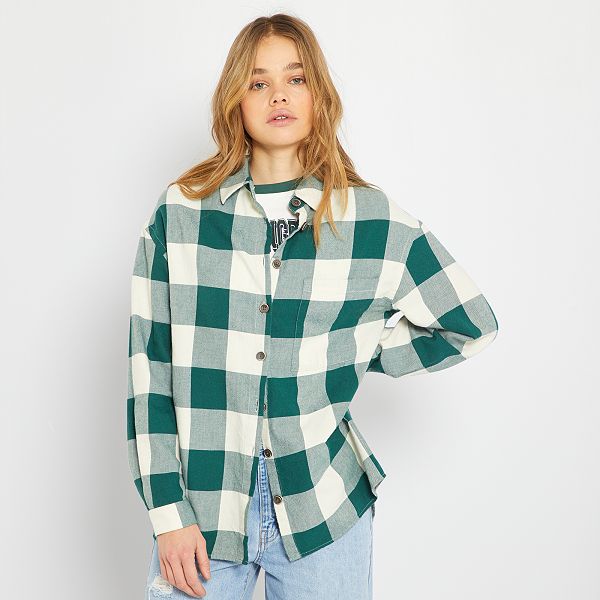 camicia a quadri verde