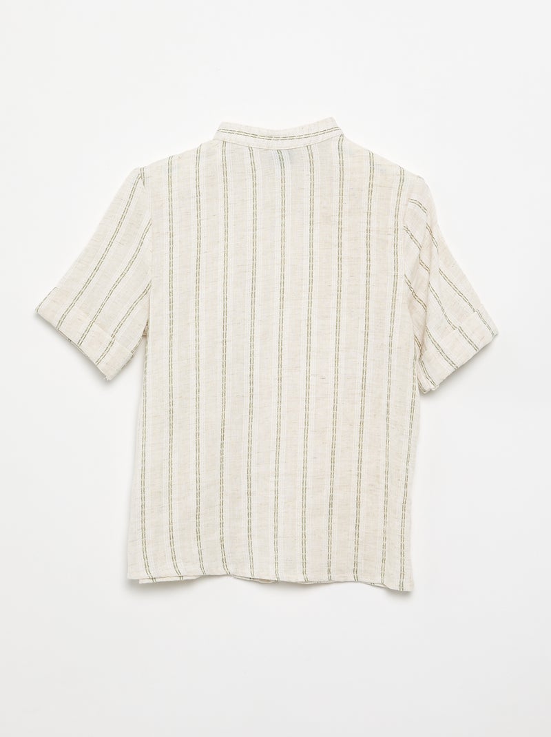 Camicia a righe a maniche corte Beige - Kiabi