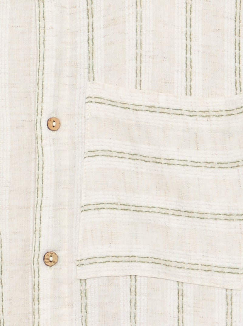 Camicia a righe a maniche corte Beige - Kiabi