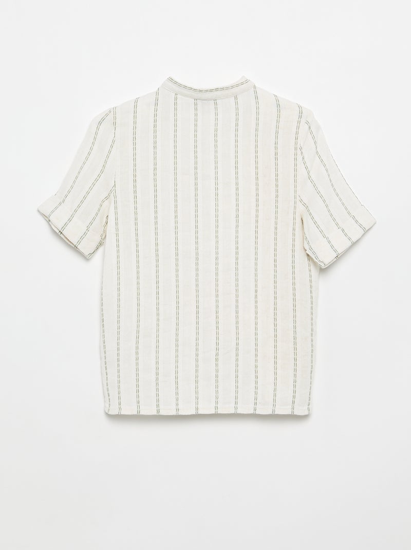 Camicia a righe a maniche corte Beige - Kiabi
