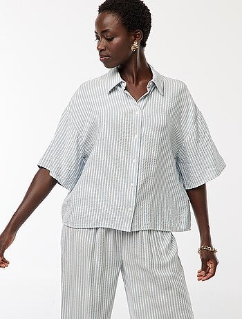 Camicia a righe a maniche corte