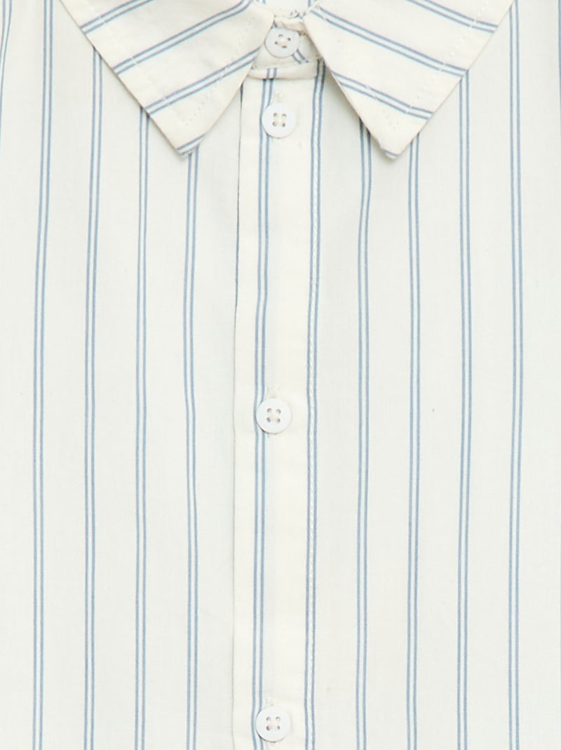Camicia a righe a maniche corte in cotone Beige - Kiabi