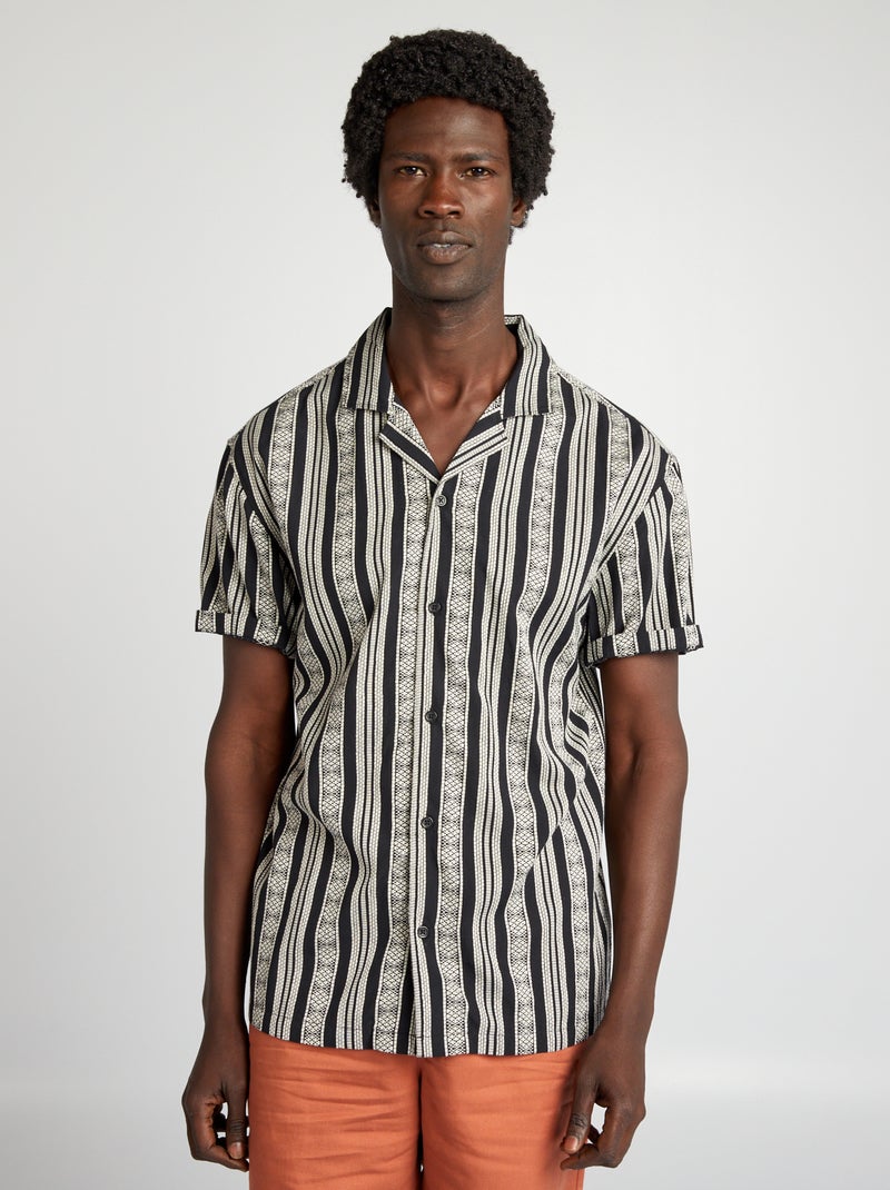Camicia a righe a maniche corte NERO - Kiabi