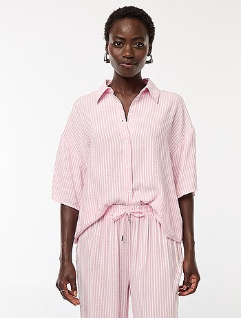 Camicia a righe a maniche corte