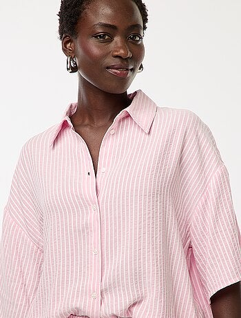 Camicia a righe a maniche corte
