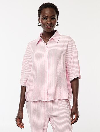 Camicia a righe a maniche corte