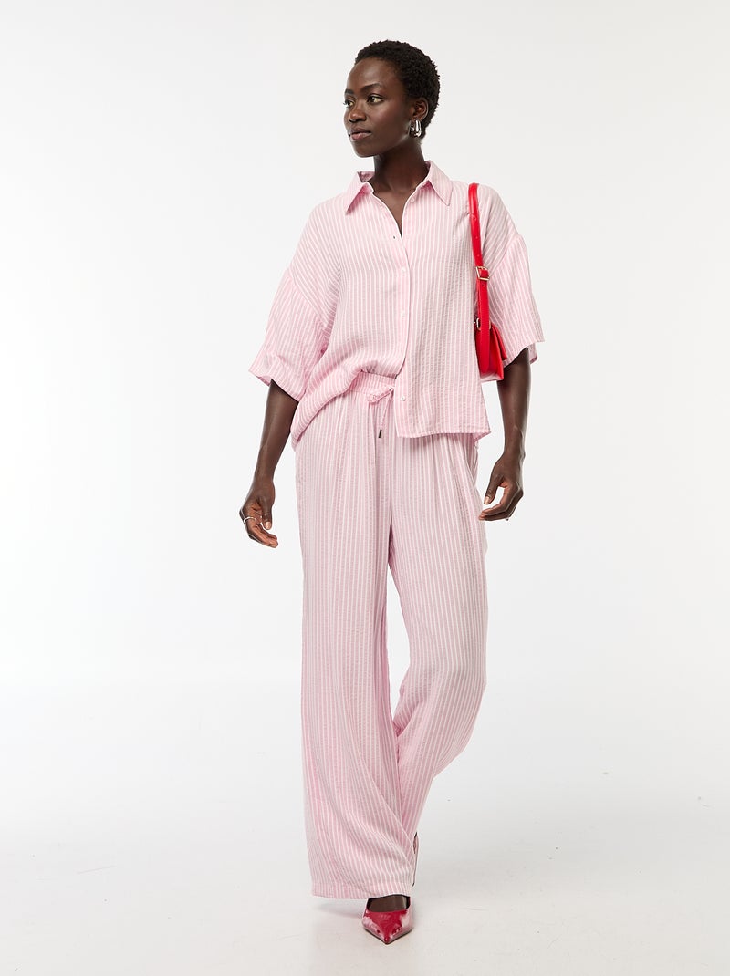 Camicia a righe a maniche corte Rosa - Kiabi