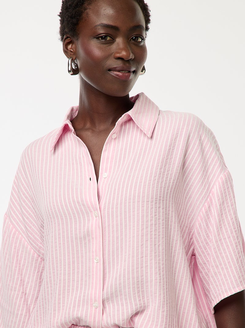 Camicia a righe a maniche corte Rosa - Kiabi