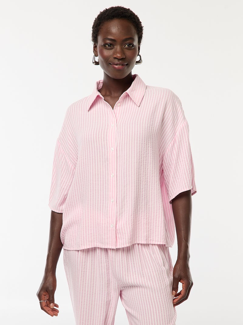 Camicia a righe a maniche corte Rosa - Kiabi