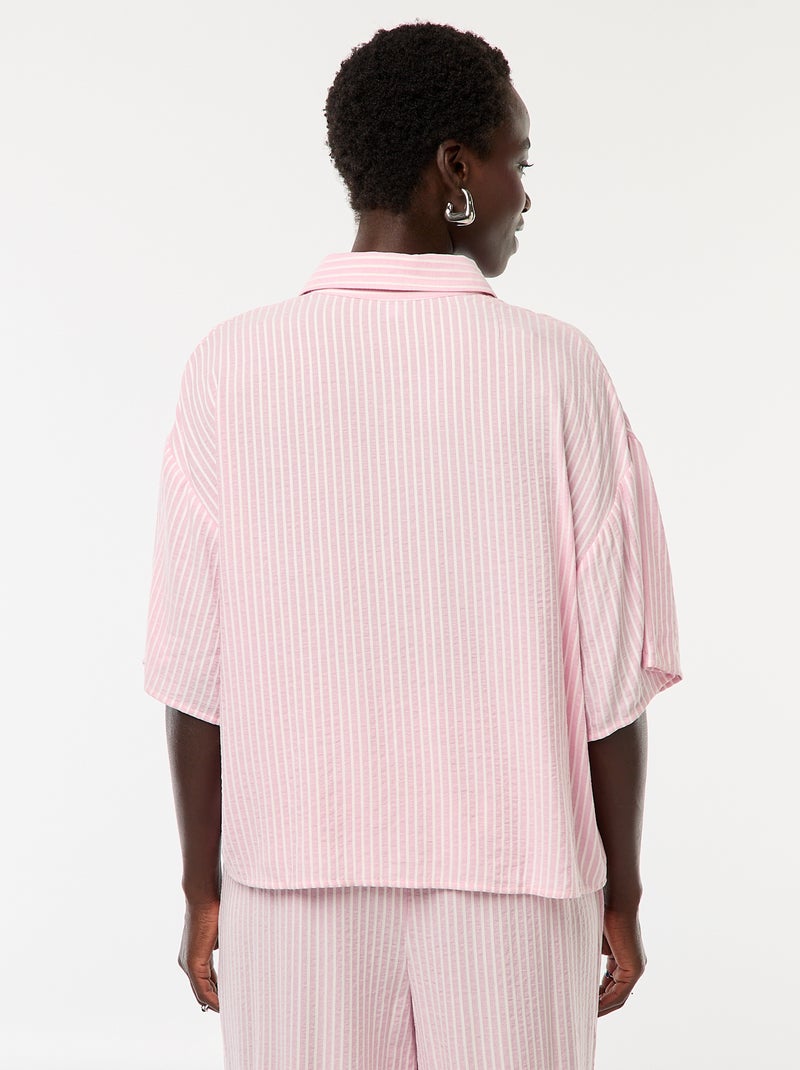 Camicia a righe a maniche corte Rosa - Kiabi