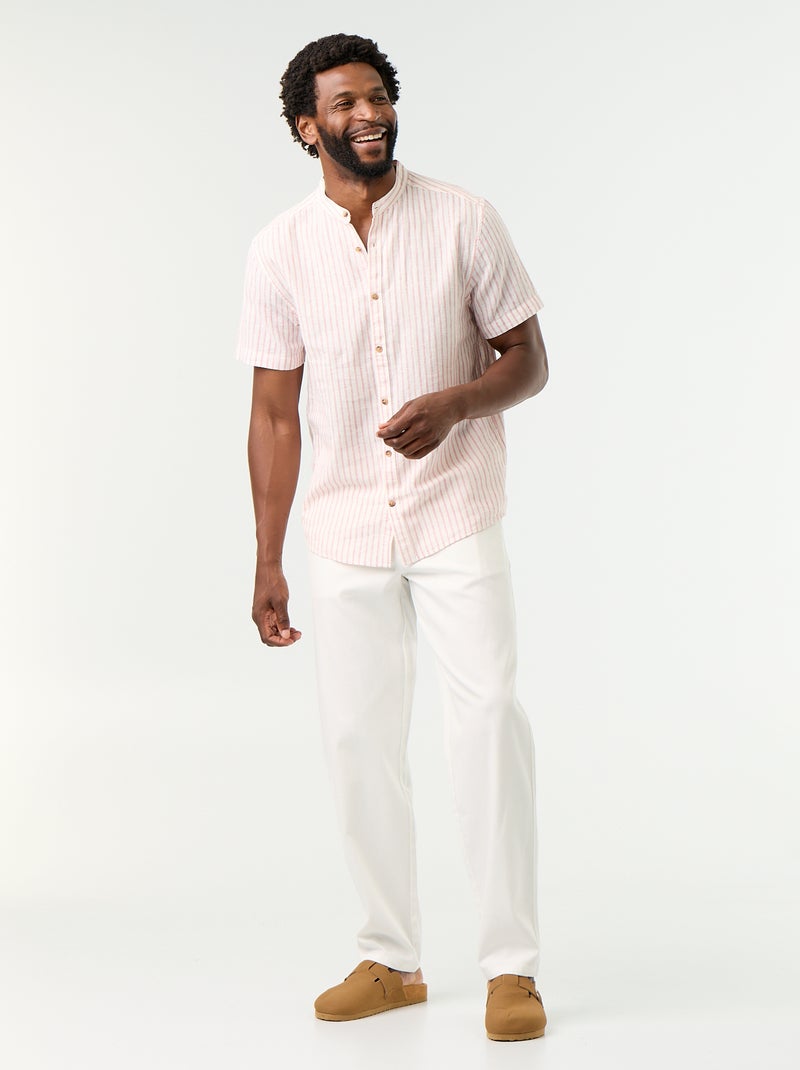 Camicia a righe a maniche corte Rosso - Kiabi