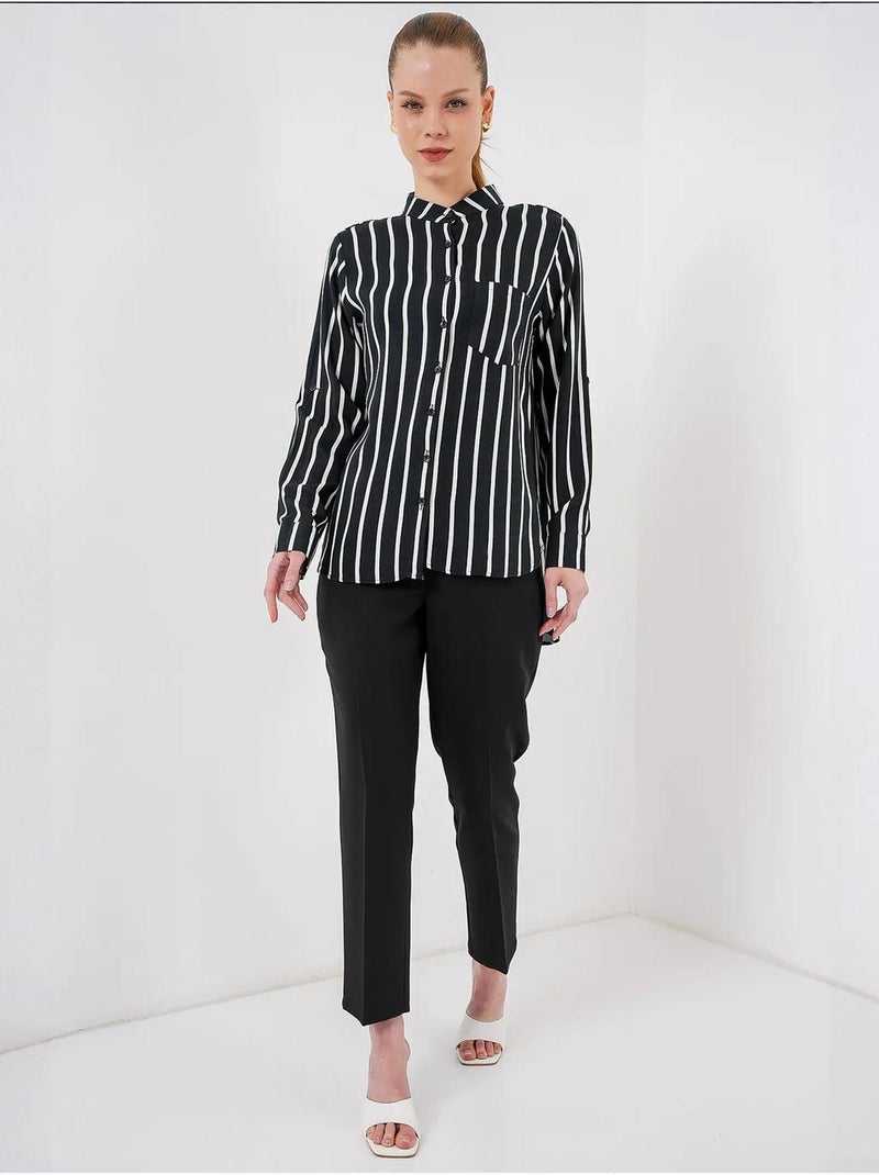 Camicia a righe a maniche lunghe bdart Nero - Kiabi