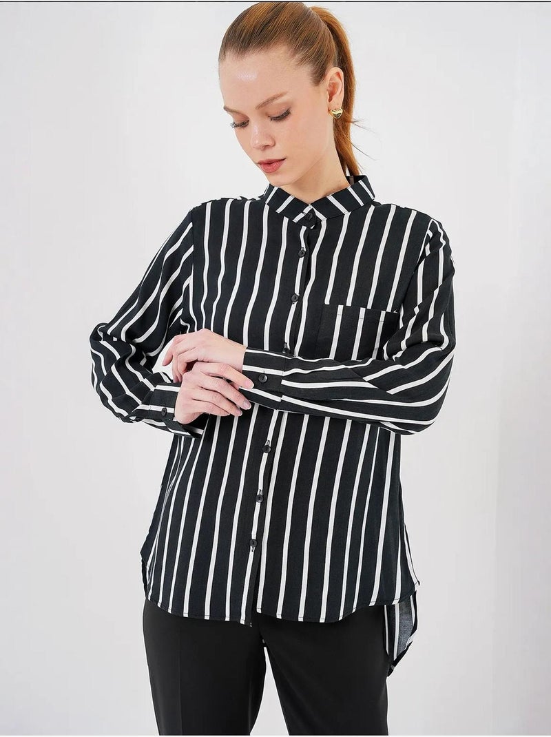 Camicia a righe a maniche lunghe bdart Nero - Kiabi