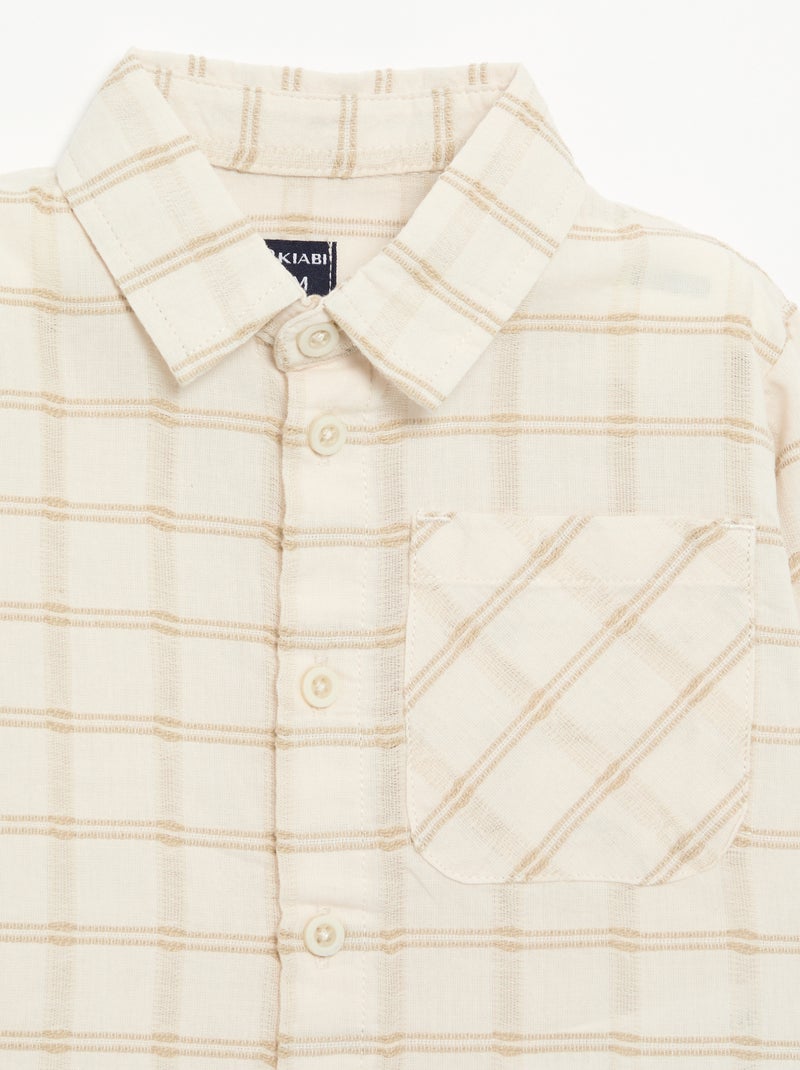 Camicia a righe a maniche lunghe Beige - Kiabi