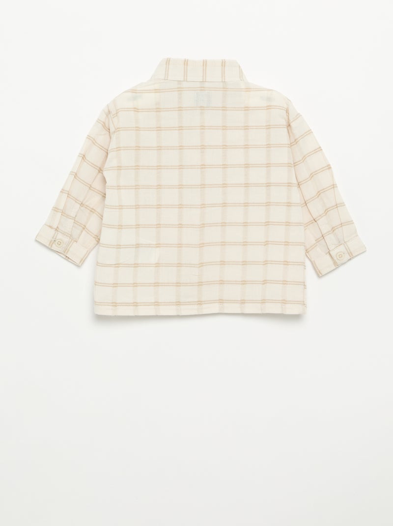 Camicia a righe a maniche lunghe Beige - Kiabi