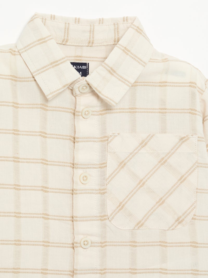 Camicia a righe a maniche lunghe Beige - Kiabi
