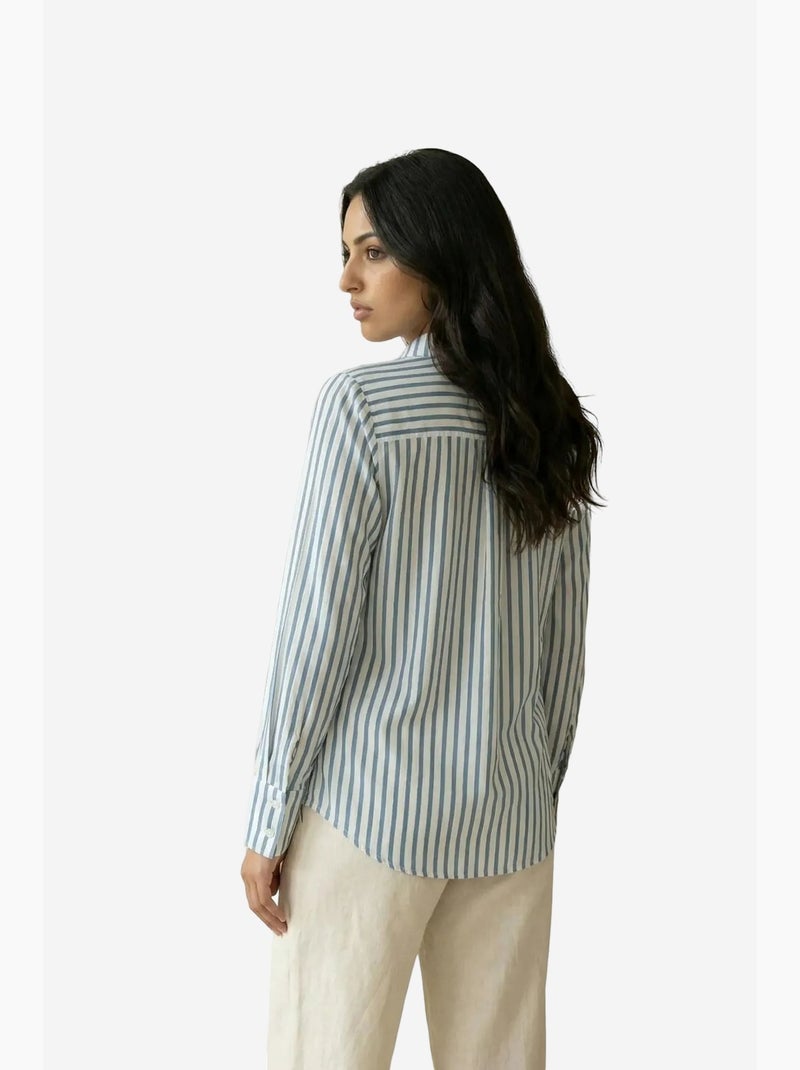 Camicia a righe a maniche lunghe con abbottonatura frontale my fashion Blu zaffiro - Kiabi