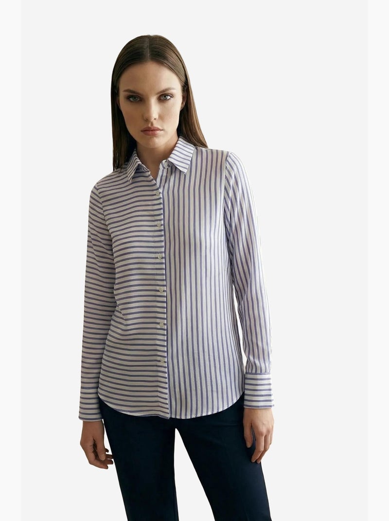 Camicia a righe a maniche lunghe con abbottonatura frontale my fashion Lavanda - Kiabi