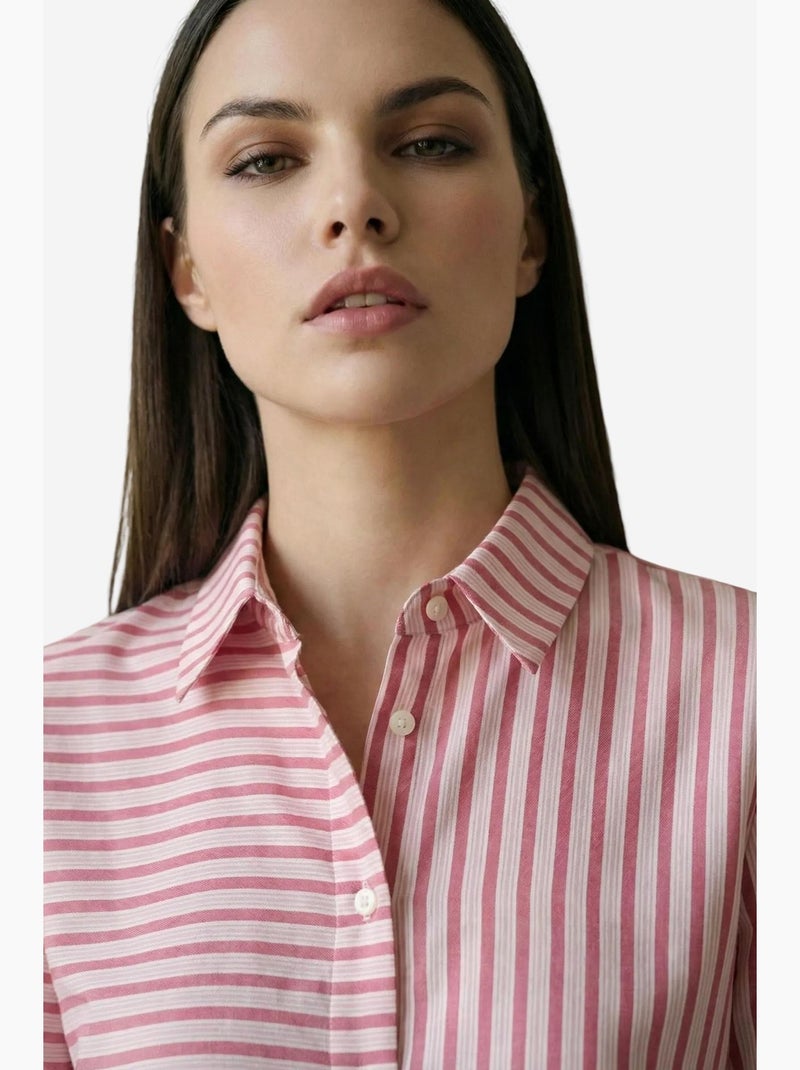 Camicia a righe a maniche lunghe con abbottonatura frontale my fashion Magenta - Kiabi