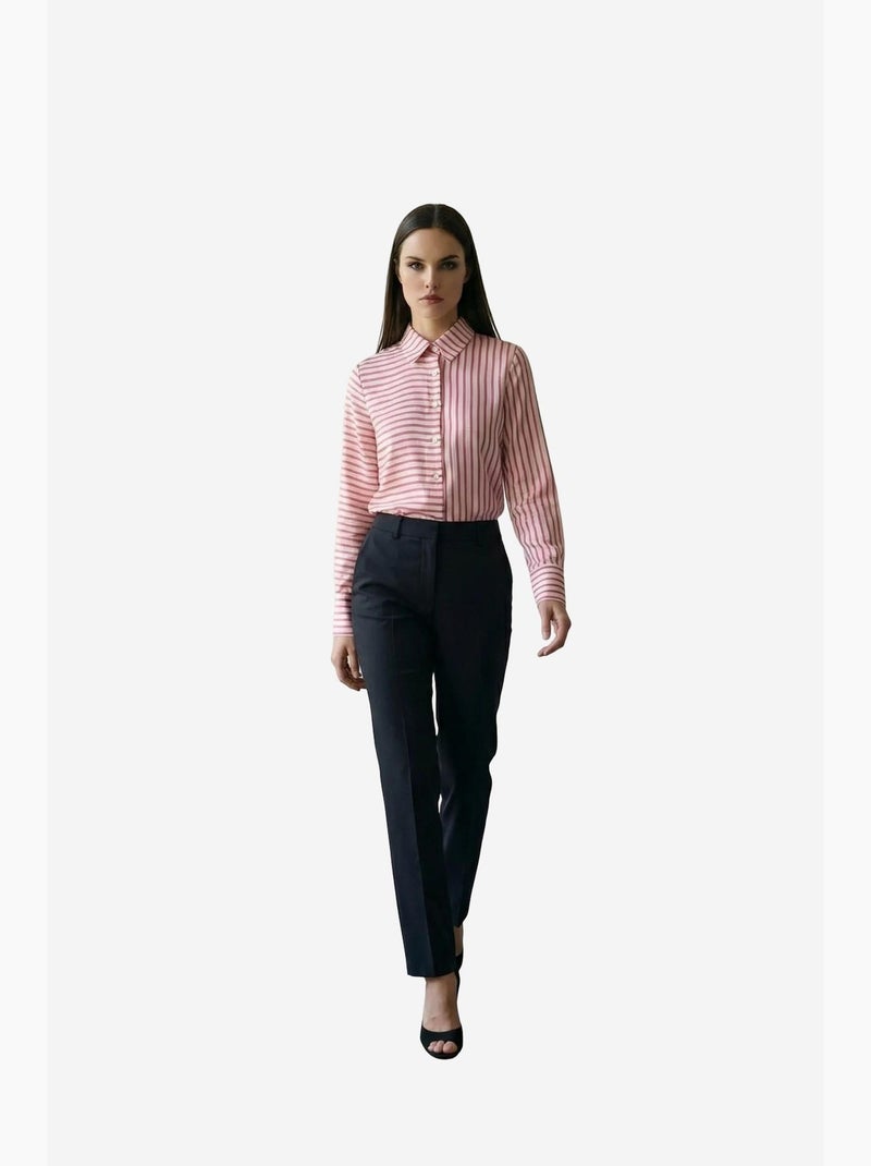Camicia a righe a maniche lunghe con abbottonatura frontale my fashion Magenta - Kiabi