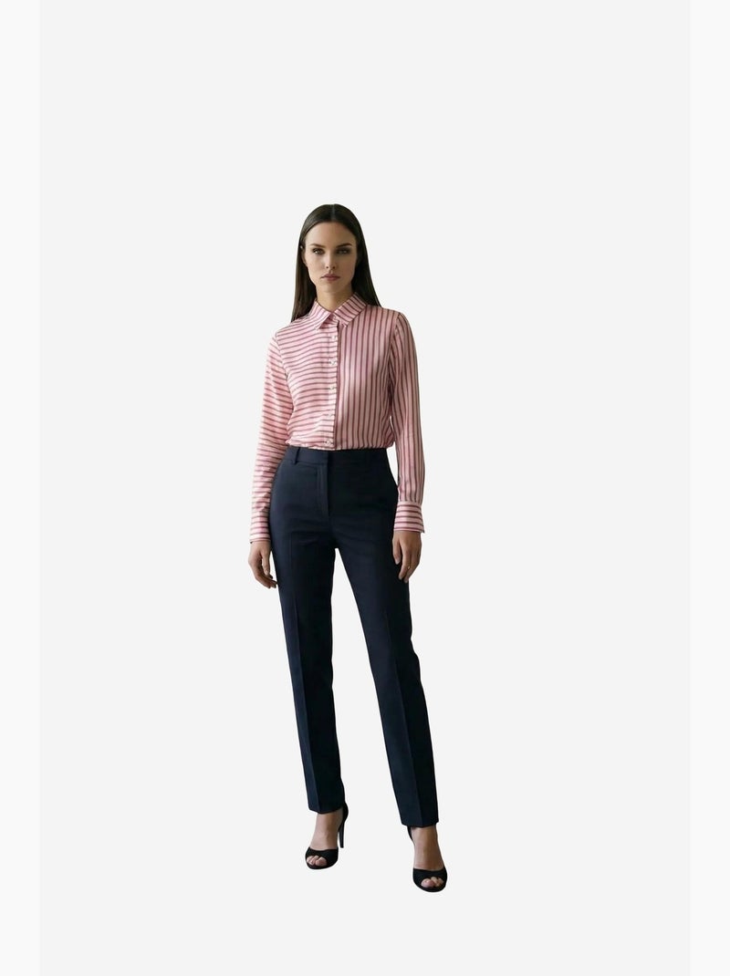 Camicia a righe a maniche lunghe con abbottonatura frontale my fashion Magenta - Kiabi