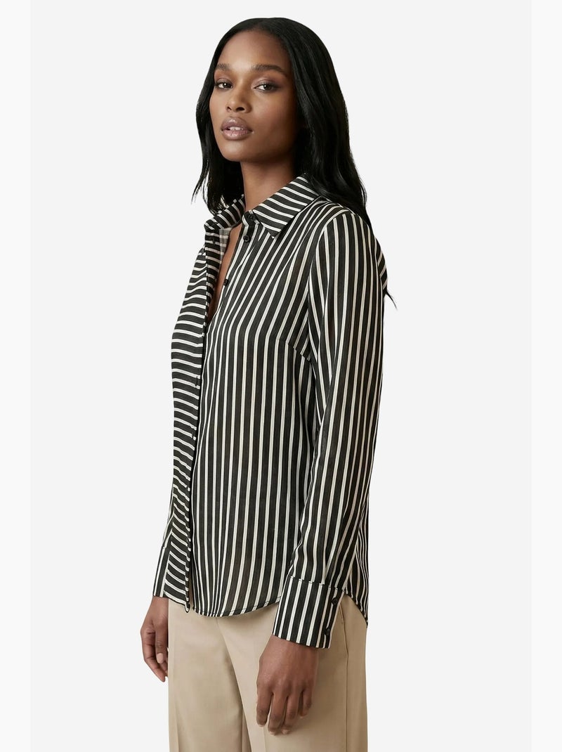 Camicia a righe a maniche lunghe con abbottonatura frontale my fashion Nero - Kiabi