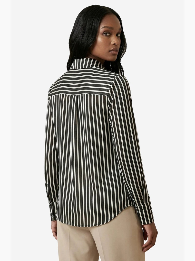 Camicia a righe a maniche lunghe con abbottonatura frontale my fashion Nero - Kiabi