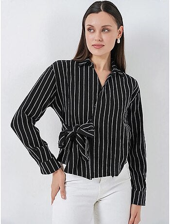 Camicia a righe a maniche lunghe con dettaglio a laccio bdart