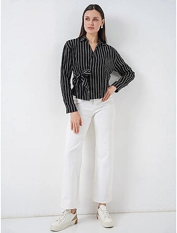 Camicia a righe a maniche lunghe con dettaglio a laccio bdart