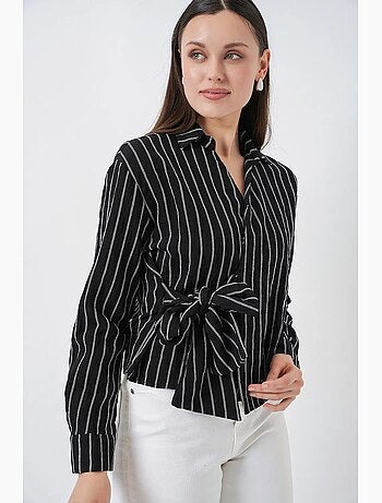 Camicia a righe a maniche lunghe con dettaglio a laccio bdart