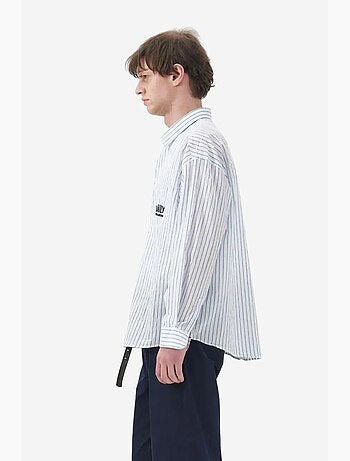Camicia a righe a maniche lunghe con ricamo giesto
