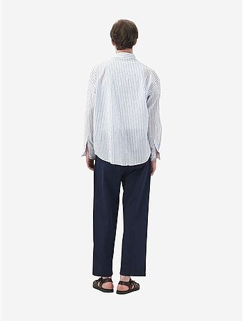 Camicia a righe a maniche lunghe con ricamo giesto
