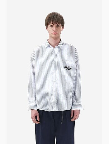 Camicia a righe a maniche lunghe con ricamo giesto