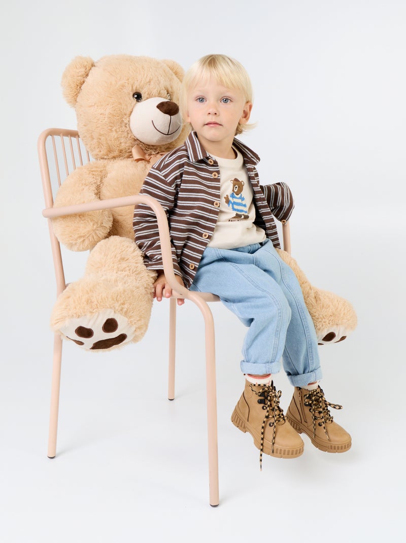 Camicia a righe a maniche lunghe Marrone - Kiabi