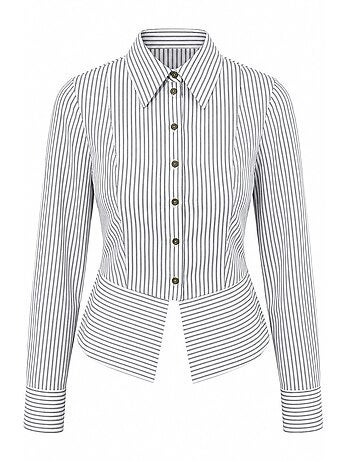 Camicia a righe aderente con dettaglio peplum hiccup