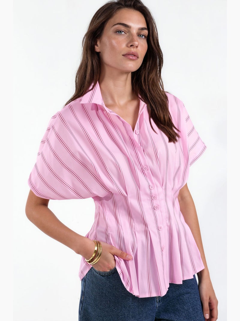 Camicia a righe aderente hiccup Rosa - Kiabi