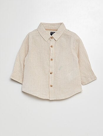 Camicia a righe camicia in misto lino