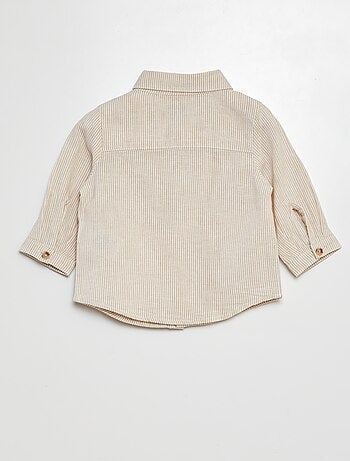 Camicia a righe camicia in misto lino