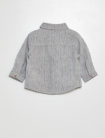 Camicia a righe camicia in misto lino