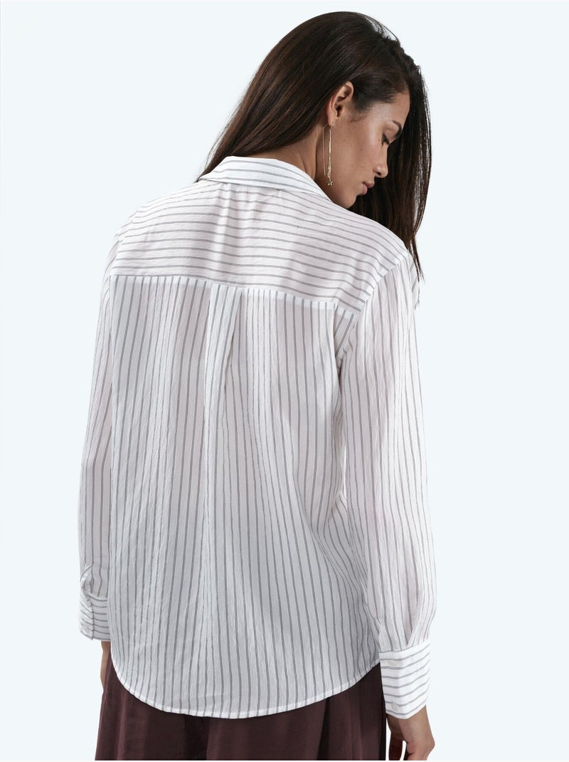 Camicia a righe casual con bottoni busem Bianco - Kiabi