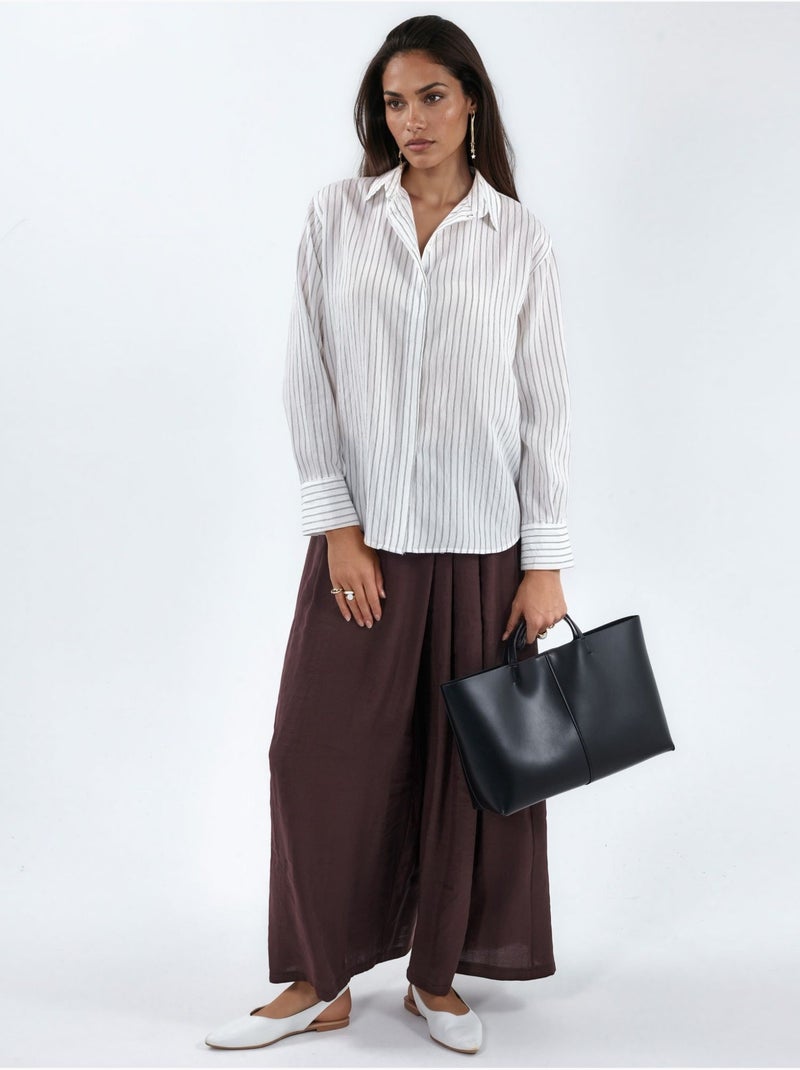 Camicia a righe casual con bottoni busem Bianco - Kiabi