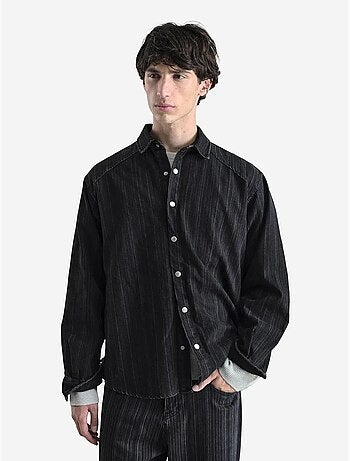 Camicia a righe con bottoni a pressione e maniche lunghe giesto